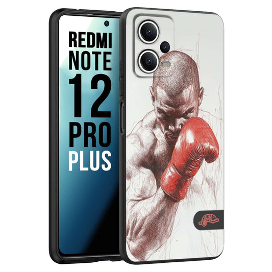 CUSTOMIZZA - Custodia cover nera morbida in tpu compatibile per Xiaomi Redmi Note 12 PRO PLUS pugilato pugili disegno tattoo guantoni box sport primo piano