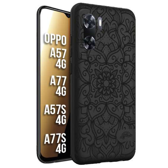 CUSTOMIZZA - Custodia cover nera morbida in tpu compatibile per Oppo A57 - A77 - A57S - A77S (4G) mandala nero fiore vedo non vedo donna