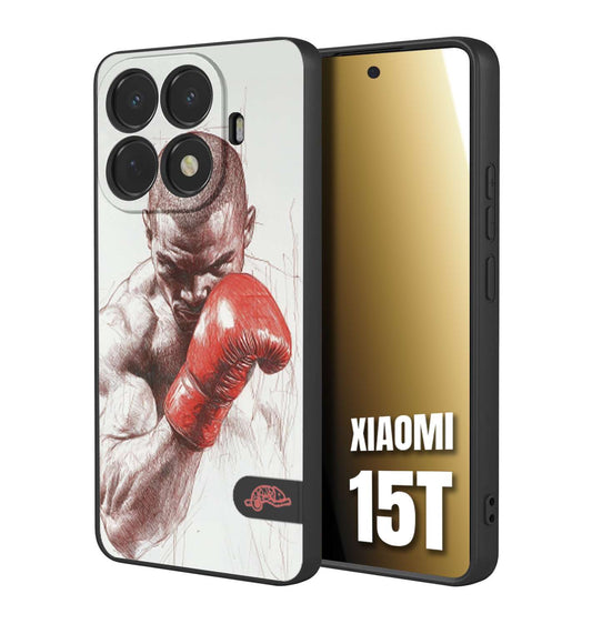 CUSTOMIZZA - Custodia cover nera morbida in tpu compatibile per Xiaomi 15T pugilato pugili disegno tattoo guantoni box sport primo piano