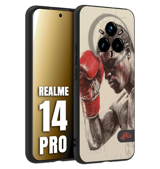 CUSTOMIZZA - Custodia cover nera morbida in tpu compatibile per Realme 14 PRO pugilato pugili disegno tattoo guantoni boxer pesi massimi