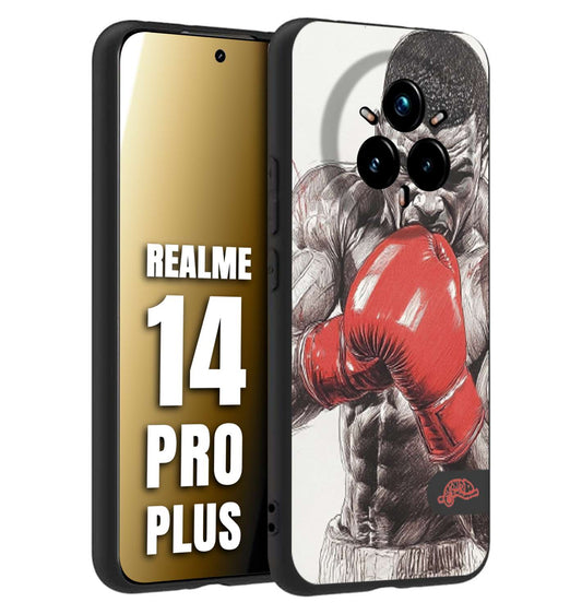 CUSTOMIZZA - Custodia cover nera morbida in tpu compatibile per Realme 14 PRO PLUS pugilato pugili disegno tattoo guantoni box pesi massimi gancio