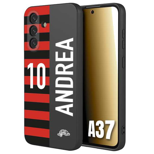 CUSTOMIZZA - Custodia cover nera morbida in tpu compatibile per Samsung A37 personalizzata calcio football nome e numero calciatori rossonera
