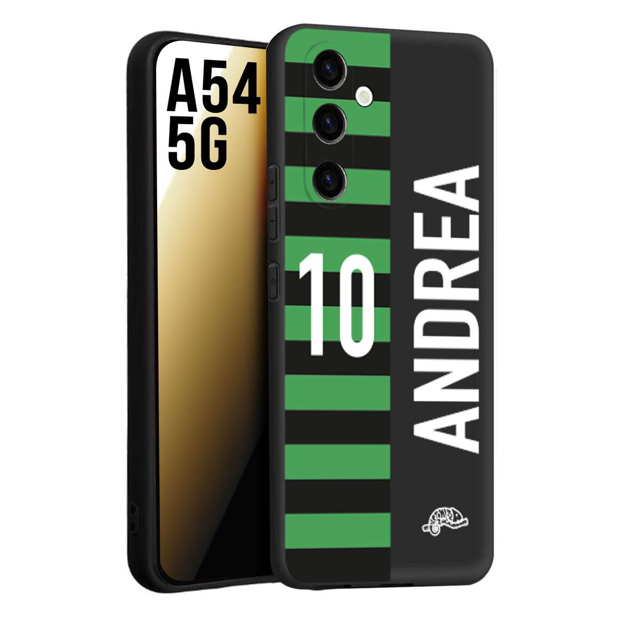 CUSTOMIZZA - Custodia cover nera morbida in tpu compatibile per Samsung A54 5G personalizzata calcio football nome e numero calciatori neroverde