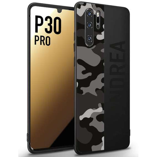 CUSTOMIZZA - Custodia cover nera morbida in tpu compatibile per Huawei P30 PRO camouflage mimetico militare personalizzata nome