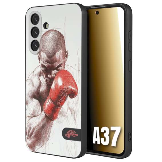 CUSTOMIZZA - Custodia cover nera morbida in tpu compatibile per Samsung A37 pugilato pugili disegno tattoo guantoni box sport primo piano