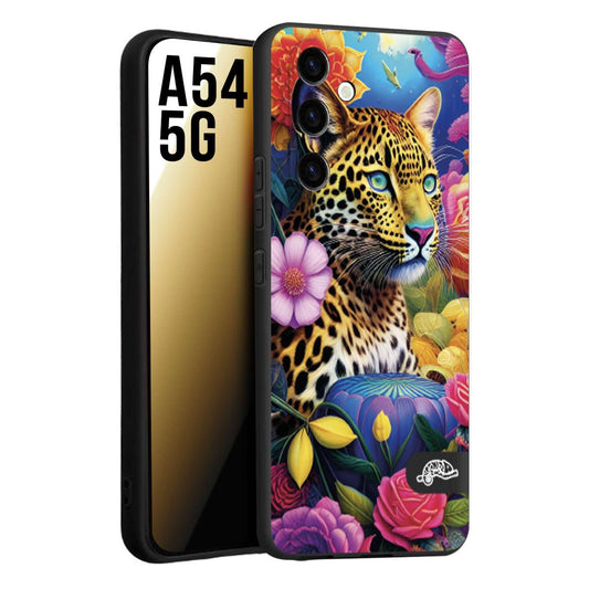 CUSTOMIZZA - Custodia cover nera morbida in tpu compatibile per Samsung A54 5G astratti donna flower fantasia leopardo ghepardo animali colorati