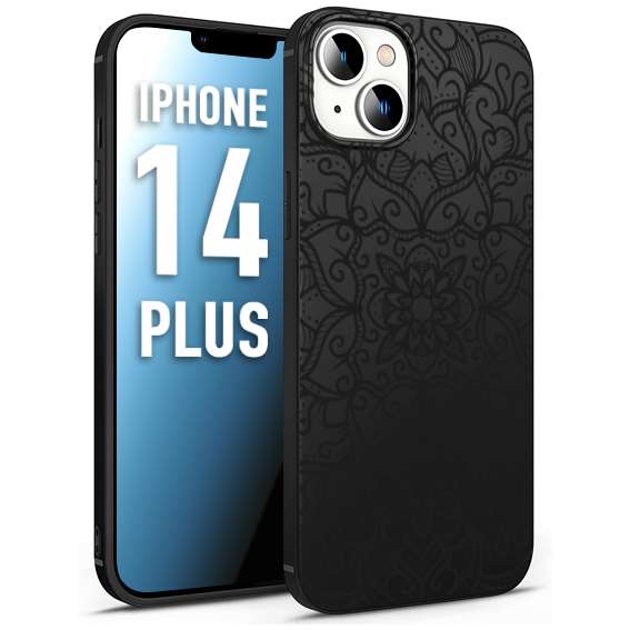 CUSTOMIZZA - Custodia cover nera morbida in tpu compatibile per iPhone 14 PLUS mandala nero fiore vedo non vedo donna