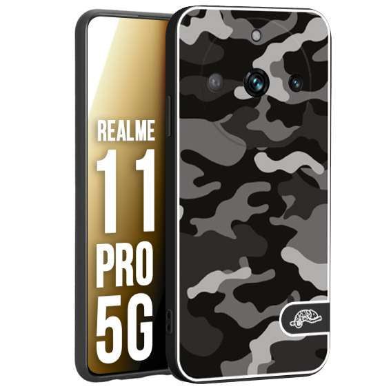 CUSTOMIZZA - Custodia cover nera morbida in tpu compatibile per Oppo Realme 11 PRO 5G camouflage mimetico militare nero black grigio