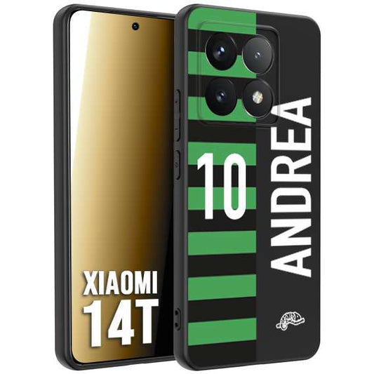 CUSTOMIZZA - Custodia cover nera morbida in tpu compatibile per Xiaomi 14T personalizzata calcio football nome e numero calciatori neroverde