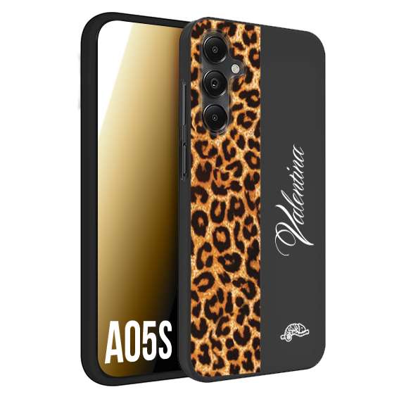 CUSTOMIZZA - Custodia cover nera morbida in tpu compatibile per Samsung A05S custom nome scritta leopardato maculato donna marrone leopard