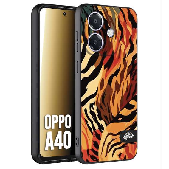 CUSTOMIZZA - Custodia cover nera morbida in tpu compatibile per Oppo A40 leopardato maculato tigrato tiger colorata gialla rossa arancio