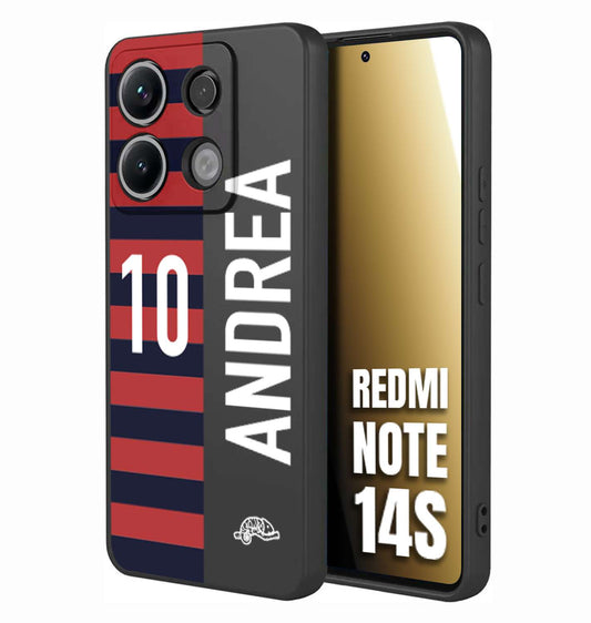 CUSTOMIZZA - Custodia cover nera morbida in tpu compatibile per Xiaomi Redmi Note 14S personalizzata calcio football nome e numero calciatori rossoblu