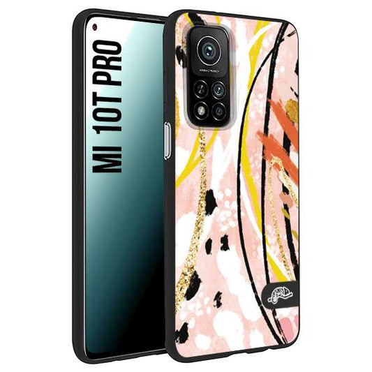 CUSTOMIZZA - Custodia cover nera morbida in tpu compatibile per Xiaomi Mi 10T PRO fiori astratti donna zebrato leopardato fantasia dorata gialla rosa colorata