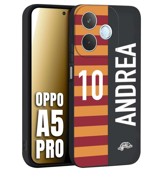 CUSTOMIZZA - Custodia cover nera morbida in tpu compatibile per Oppo A5 PRO personalizzata calcio football nome e numero calciatori giallo rossi
