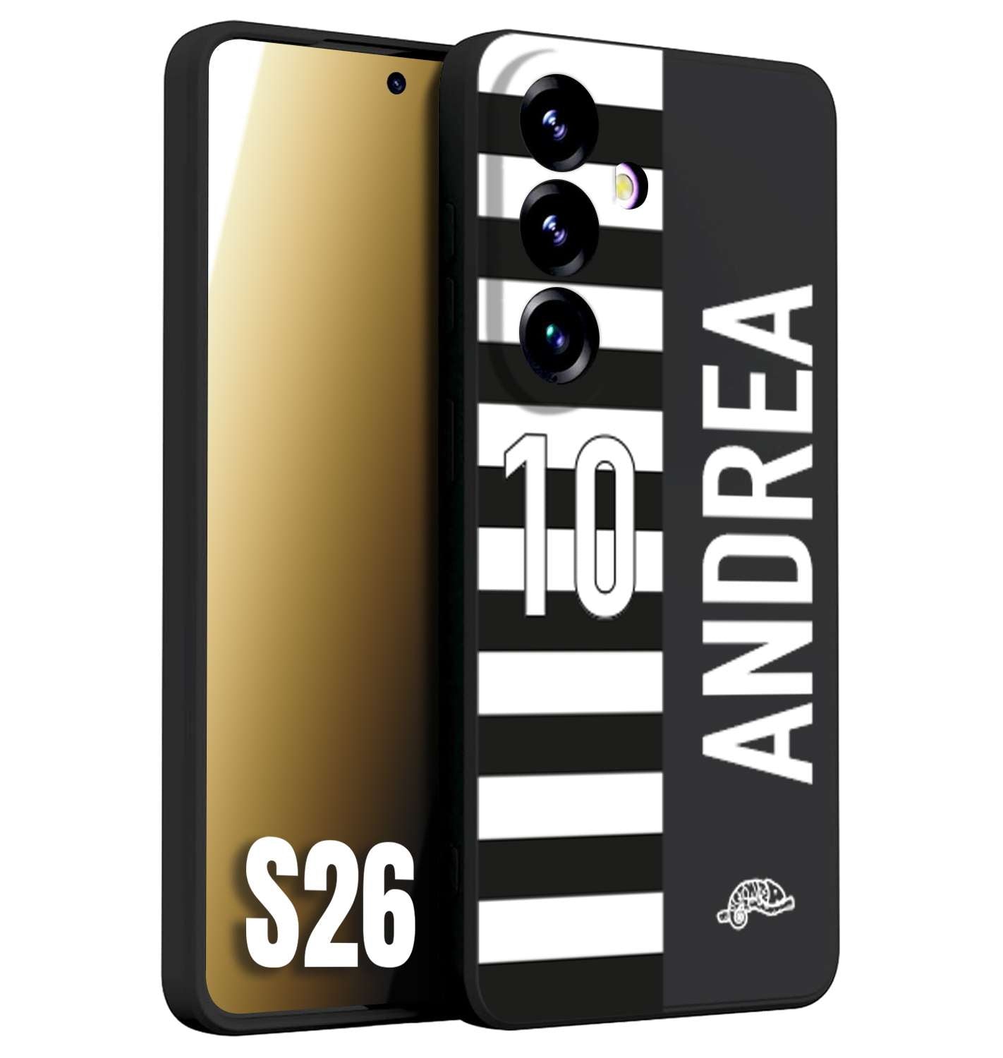CUSTOMIZZA - Custodia cover nera morbida in tpu compatibile per Samsung S26 personalizzata calcio football nome e numero calciatori bianconera