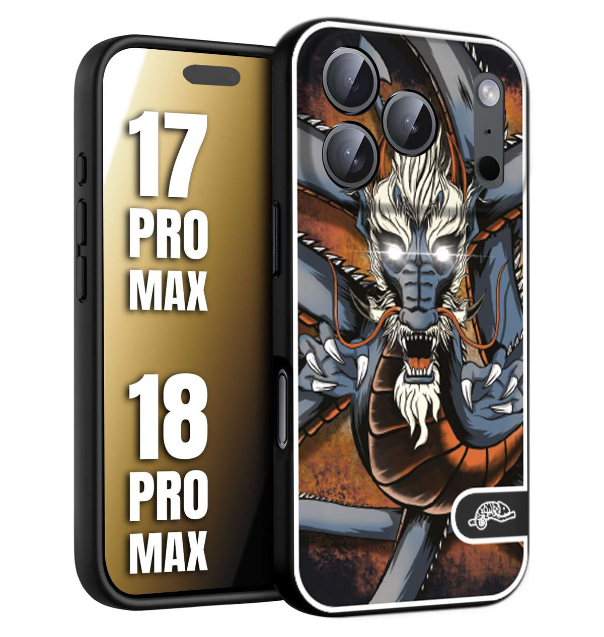CUSTOMIZZA - Custodia cover nera morbida in tpu compatibile per iPhone 17 PRO MAX - 18 PRO MAX drago giapponese tattoo japan dragon