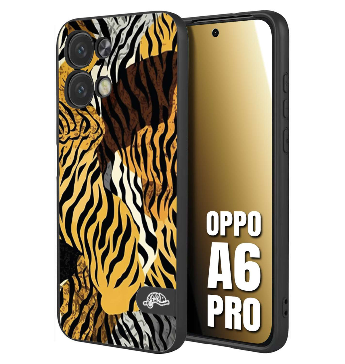 CUSTOMIZZA - Custodia cover nera morbida in tpu compatibile per Oppo A6 PRO leopardato tigrato tiger colorata donna fashion estate