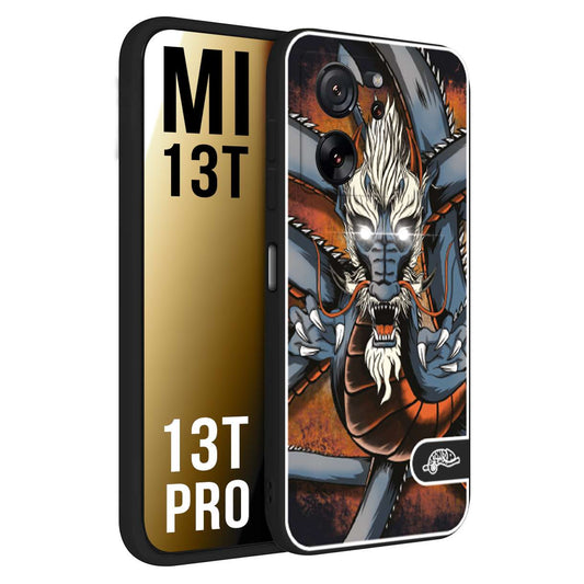 CUSTOMIZZA - Custodia cover nera morbida in tpu compatibile per Xiaomi 13T - 13T PRO drago giapponese tattoo japan dragon