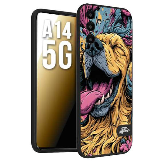 CUSTOMIZZA - Custodia cover nera morbida in tpu compatibile per Samsung A14 5G Golden Retriever illustrazione cane pop art cane street art cartone animato