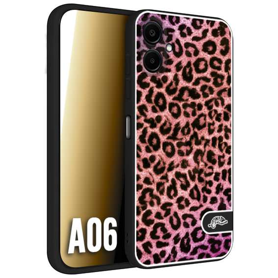 CUSTOMIZZA - Custodia cover nera morbida in tpu compatibile per Samsung A06 leopardato maculato donna rosa leopard
