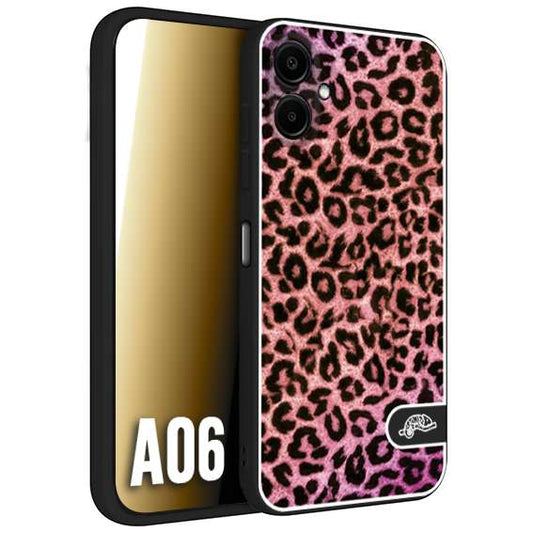 CUSTOMIZZA - Custodia cover nera morbida in tpu compatibile per Samsung A06 leopardato maculato donna rosa leopard