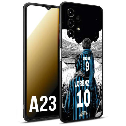 CUSTOMIZZA - Custodia cover nera morbida in tpu compatibile per Samsung A23 personalizzata calcio football padre e figlio calciatori nerazzurra