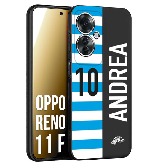 CUSTOMIZZA - Custodia cover nera morbida in tpu compatibile per Oppo Reno 11 F 5G personalizzata calcio football nome e numero calciatori biancazzurri