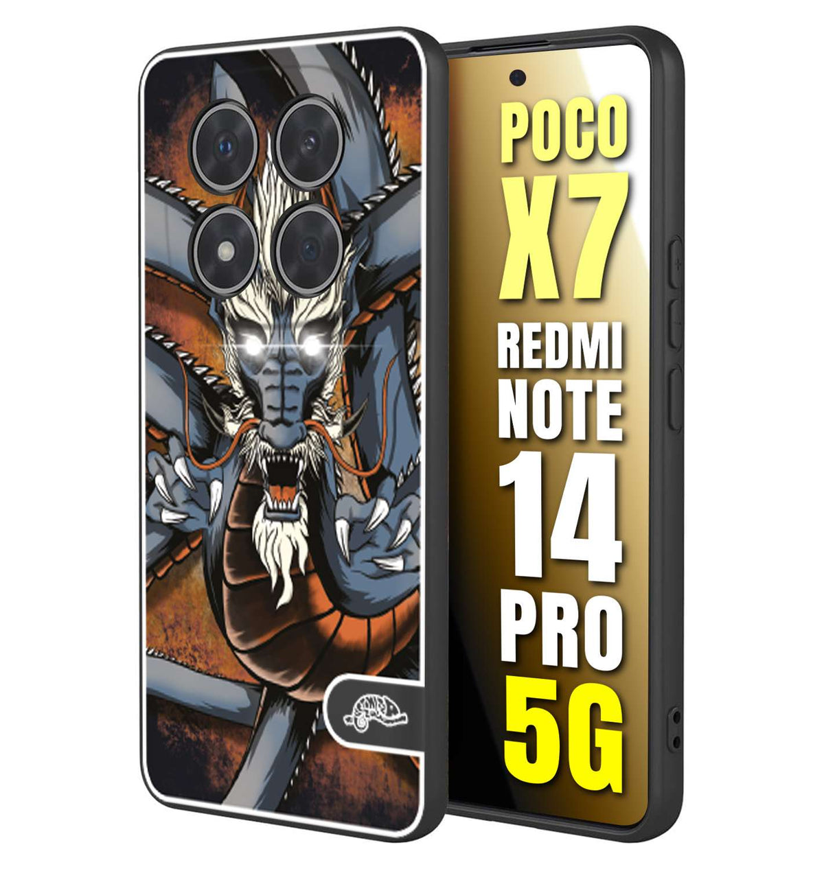 CUSTOMIZZA - Custodia cover nera morbida in tpu compatibile per Xiaomi Redmi Note 14 PRO 5G drago giapponese tattoo japan dragon
