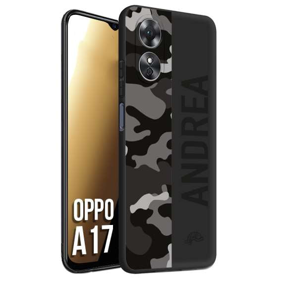 CUSTOMIZZA - Custodia cover nera morbida in tpu compatibile per Oppo A17 camouflage mimetico militare personalizzata nome