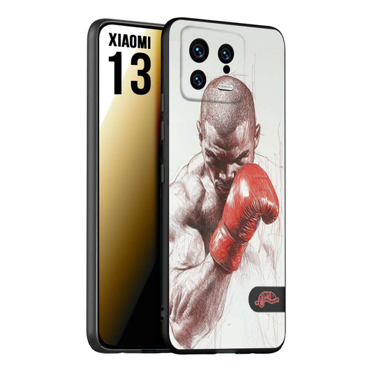 CUSTOMIZZA - Custodia cover nera morbida in tpu compatibile per Xiaomi 13 pugilato pugili disegno tattoo guantoni box sport primo piano