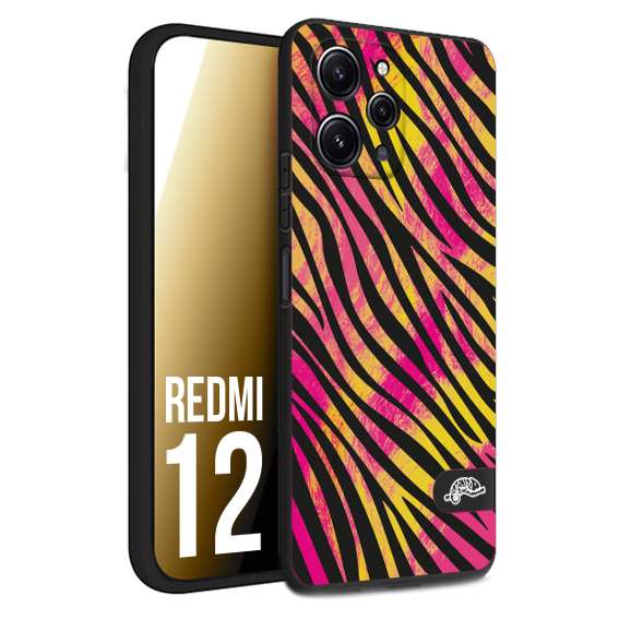 CUSTOMIZZA - Custodia cover nera morbida in tpu compatibile per Xiaomi Redmi 12 zebrata maculata a rilievo soft touch donna fucsia gialla