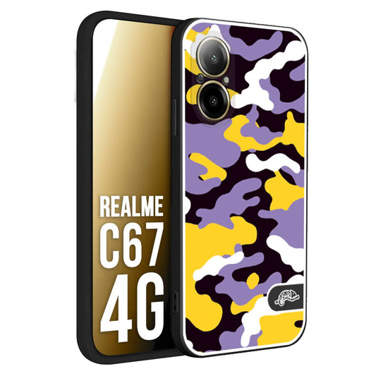 CUSTOMIZZA - Custodia cover nera morbida in tpu compatibile per Oppo C67 4G camouflage mimetico militare viola lilla giallo