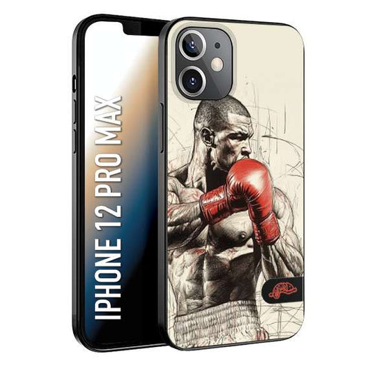 CUSTOMIZZA - Custodia cover nera morbida in tpu compatibile per iPhone 12 PRO MAX pugilato pugili disegno tattoo guantoni box sport ring