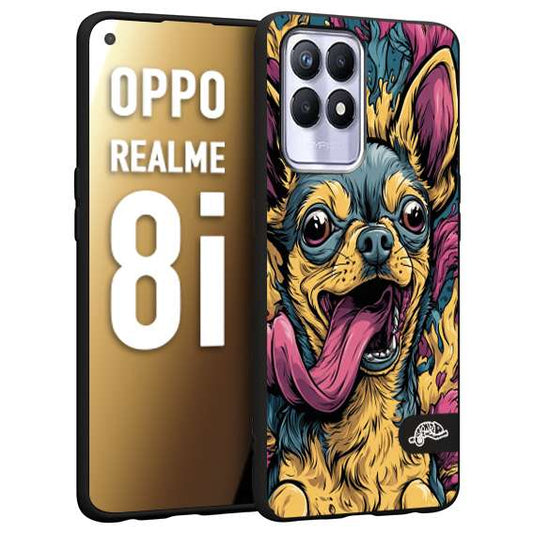 CUSTOMIZZA - Custodia cover nera morbida in tpu compatibile per Realme 8i Chihuahua illustrazione cane pop art cane street art cartone animato