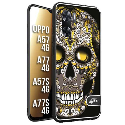 CUSTOMIZZA - Custodia cover nera morbida in tpu compatibile per Oppo A57 - A77 - A57S - A77S (4G) effetto marmo marble verde green venature dorato pietra
