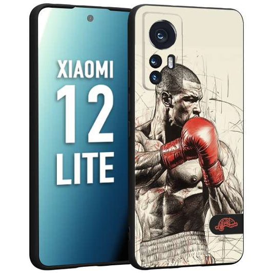 CUSTOMIZZA - Custodia cover nera morbida in tpu compatibile per Xiaomi 12 LITE pugilato pugili disegno tattoo guantoni box sport ring