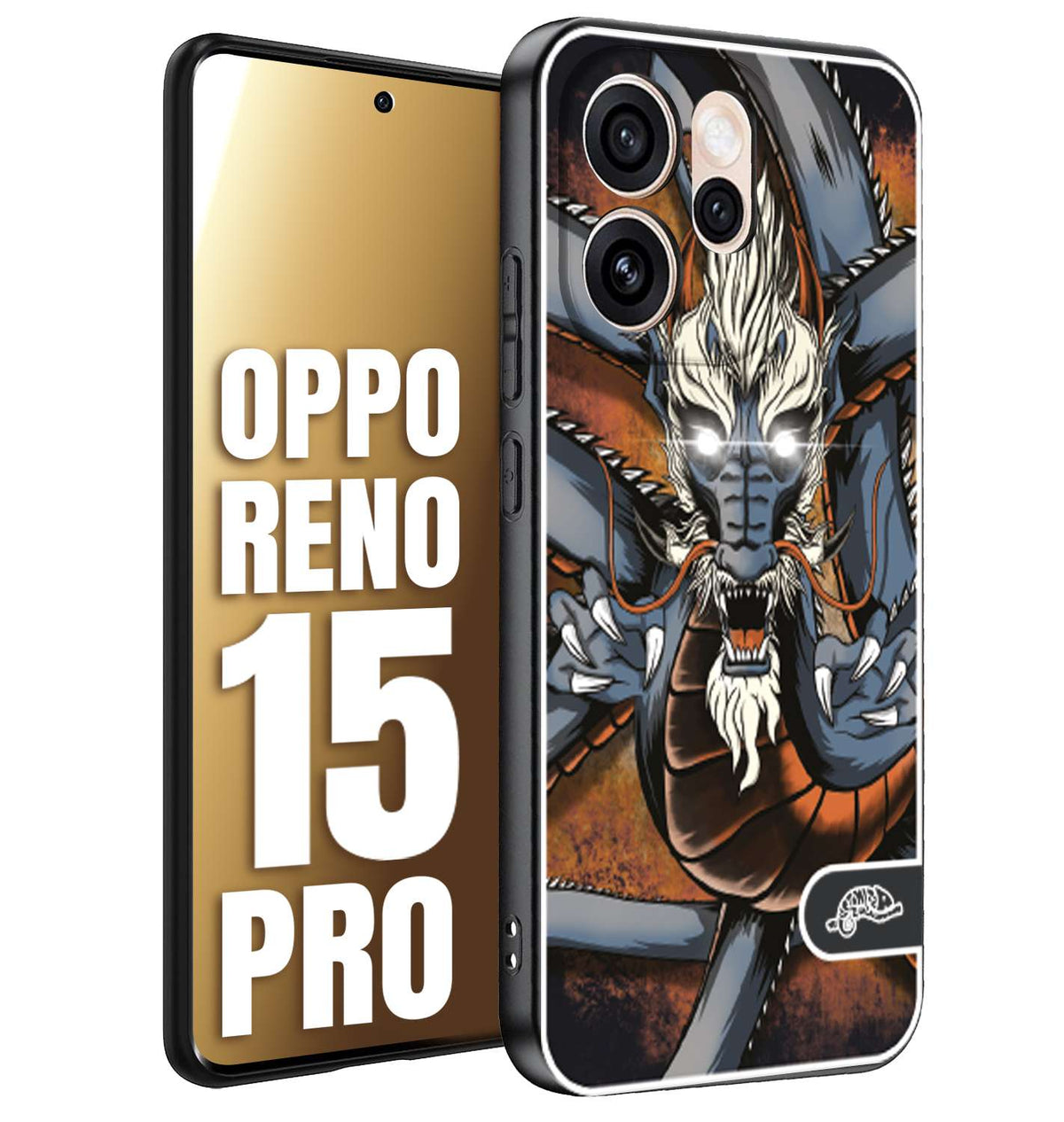 CUSTOMIZZA - Custodia cover nera morbida in tpu compatibile per Oppo Reno 15 PRO drago giapponese tattoo japan dragon