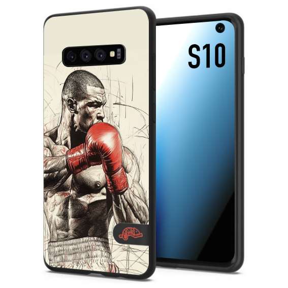 CUSTOMIZZA - Custodia cover nera morbida in tpu compatibile per Samsung S10 pugilato pugili disegno tattoo guantoni box sport ring