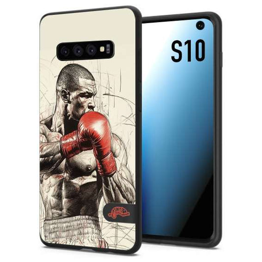 CUSTOMIZZA - Custodia cover nera morbida in tpu compatibile per Samsung S10 pugilato pugili disegno tattoo guantoni box sport ring