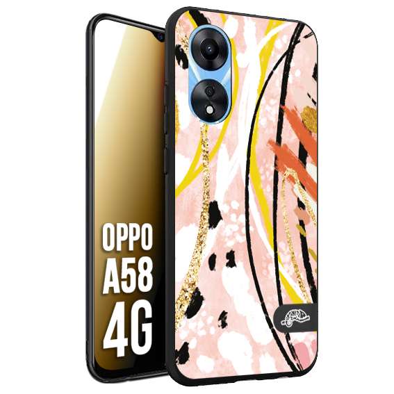 CUSTOMIZZA - Custodia cover nera morbida in tpu compatibile per Oppo A58 4G fiori astratti donna zebrato leopardato fantasia dorata gialla rosa colorata