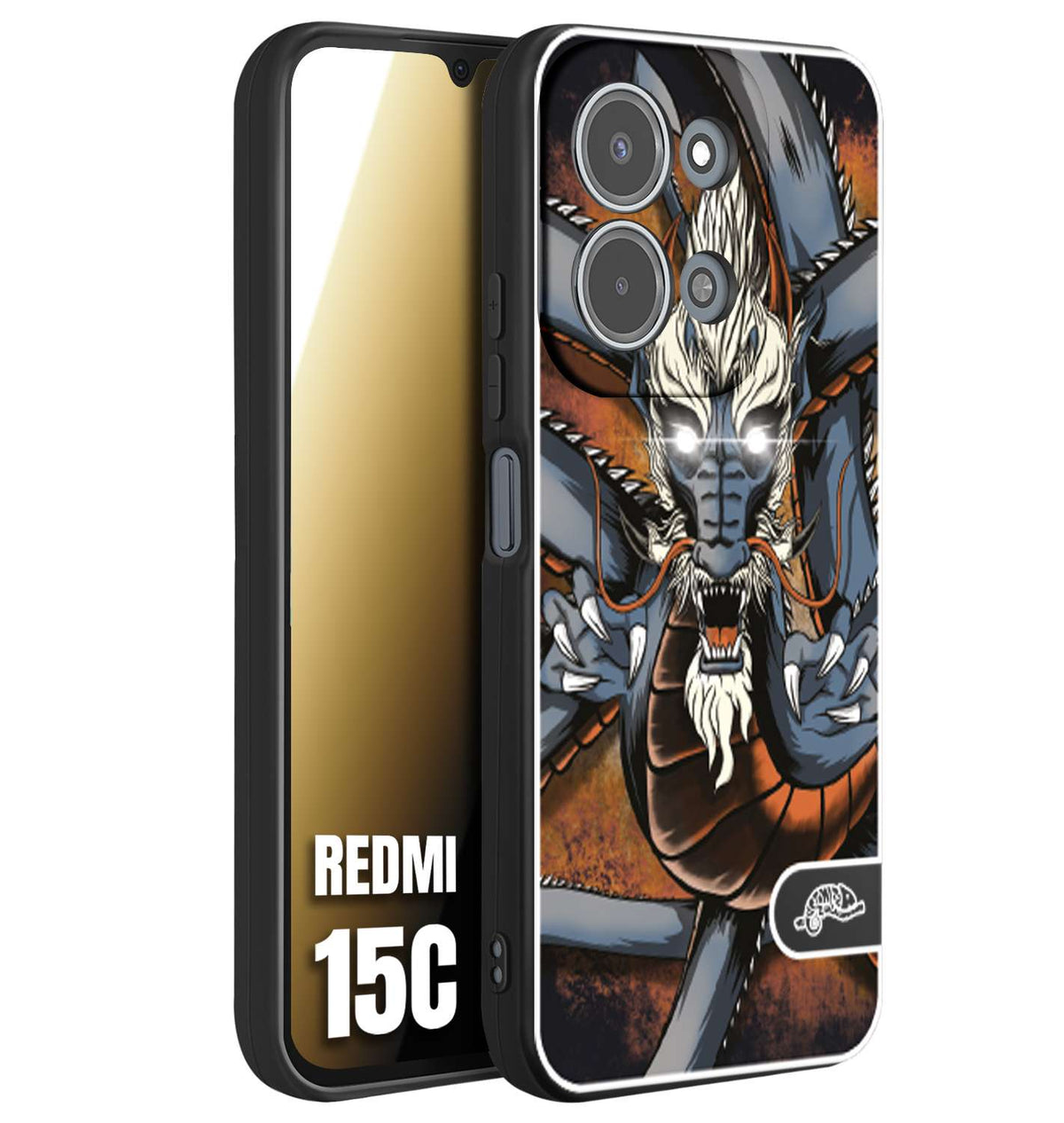 CUSTOMIZZA - Custodia cover nera morbida in tpu compatibile per Xiaomi Redmi 15C drago giapponese tattoo japan dragon