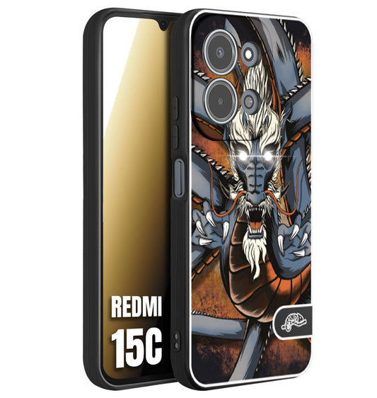 CUSTOMIZZA - Custodia cover nera morbida in tpu compatibile per Xiaomi Redmi 15C drago giapponese tattoo japan dragon