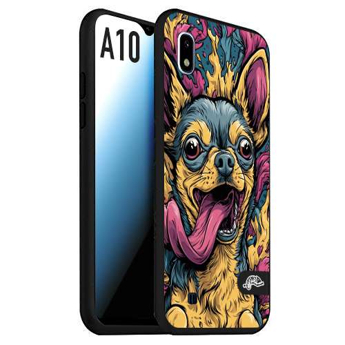 CUSTOMIZZA - Custodia cover nera morbida in tpu compatibile per Samsung A10 Chihuahua illustrazione cane pop art cane street art cartone animato