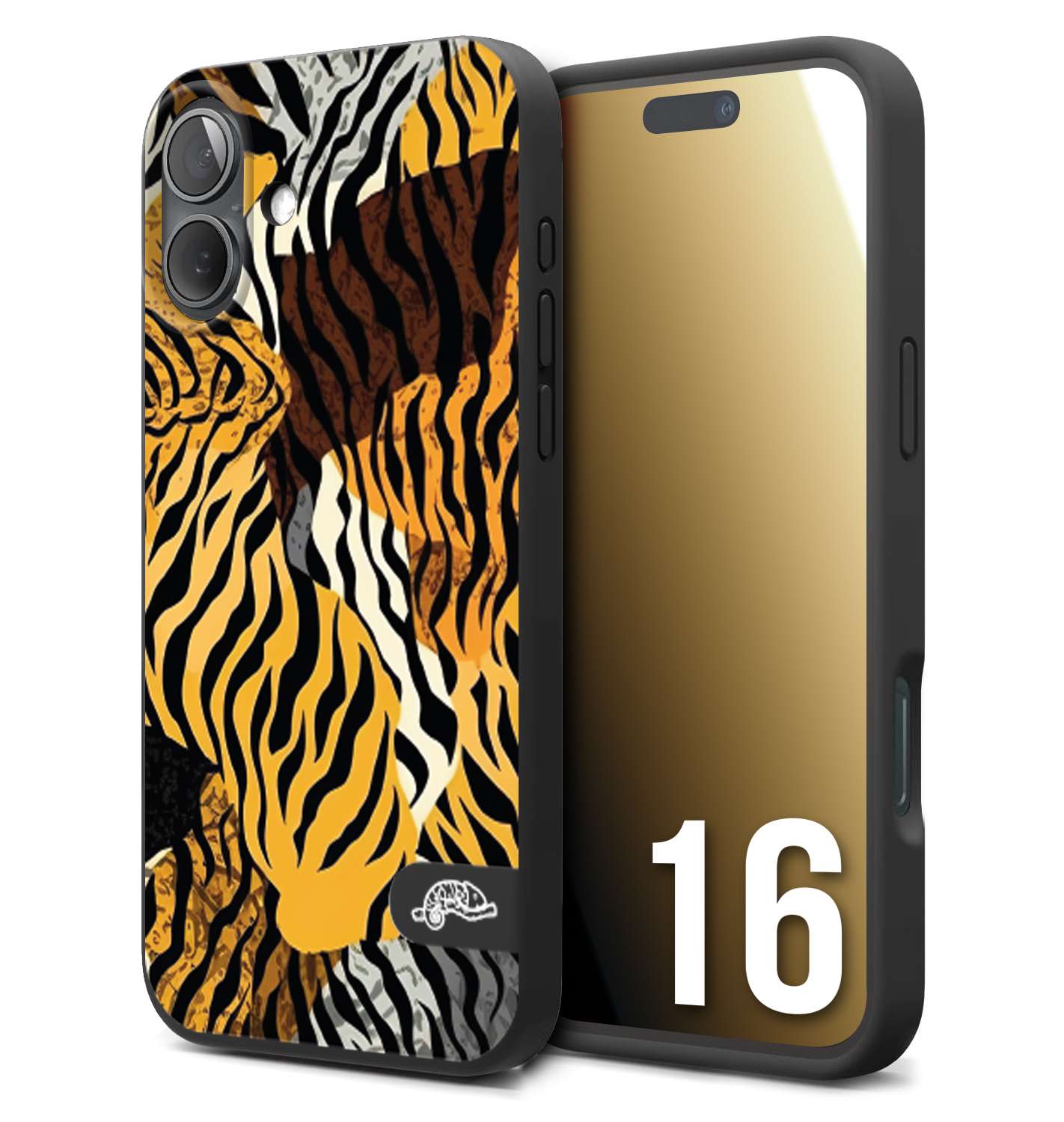 CUSTOMIZZA - Custodia cover nera morbida in tpu compatibile per iPhone 16 leopardato tigrato tiger colorata donna fashion estate