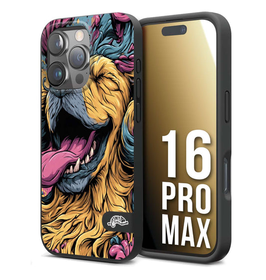 CUSTOMIZZA - Custodia cover nera morbida in tpu compatibile per iPhone 16 PRO MAX Golden Retriever illustrazione cane pop art cane street art cartone animato