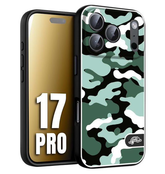CUSTOMIZZA - Custodia cover nera morbida in tpu compatibile per iPhone 17 PRO camouflage mimetico militare verde green
