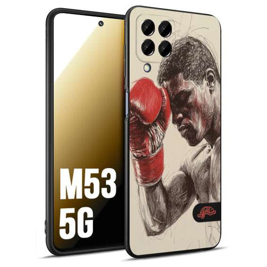 CUSTOMIZZA - Custodia cover nera morbida in tpu compatibile per Samsung M53 5G pugilato pugili disegno tattoo guantoni boxer pesi massimi