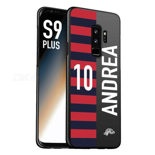 CUSTOMIZZA - Custodia cover nera morbida in tpu compatibile per Samsung S9 PLUS personalizzata calcio football nome e numero calciatori rossoblu