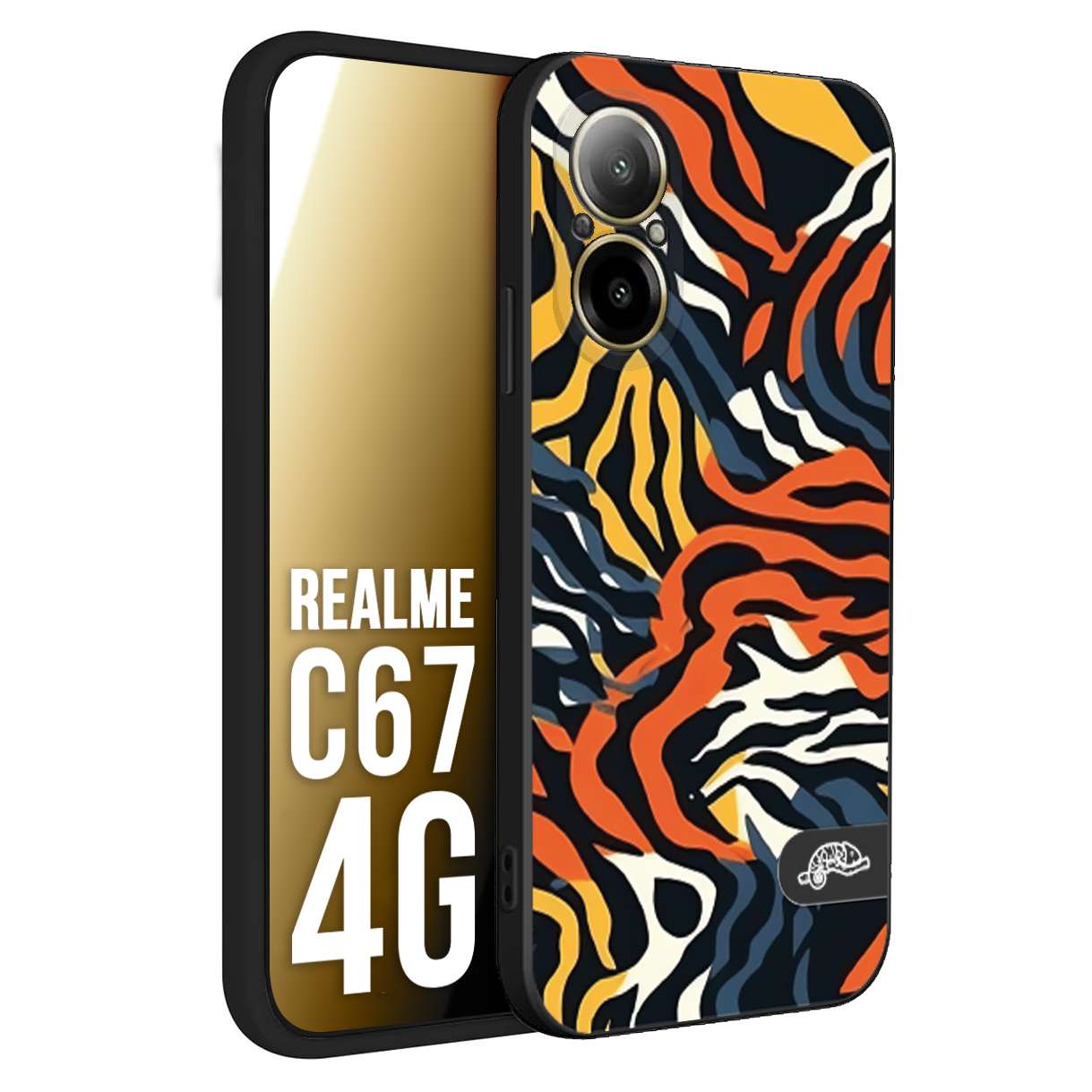 CUSTOMIZZA - Custodia cover nera morbida in tpu compatibile per Oppo C67 4G leopardato maculato tigrato tiger colorata gialla blu arancio