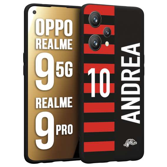 CUSTOMIZZA - Custodia cover nera morbida in tpu compatibile per Realme 9 5G - 9 PRO personalizzata calcio football nome e numero calciatori rossonera
